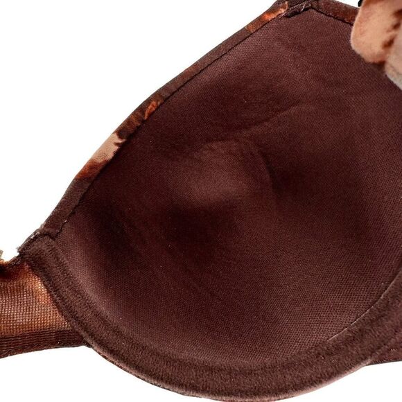 Danskin Intimates T Shirt Bra Size 36B Brown Abstract Print Underwired Comfort - Picture 5 of 9